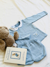 Load image into Gallery viewer, "Bowie" Blue long sleeve and shorts knit set