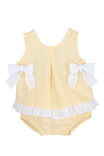 Load image into Gallery viewer, "Luna" Lemon Striped Bow Blouse and Bloomers Set