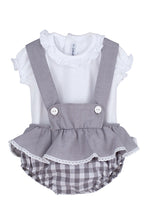 Load image into Gallery viewer, "Emerson" Gingham T-shirt and Frilled Jam Pants with Braces