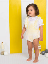 Load image into Gallery viewer, "Chloe" Lemon striped Romper & Blouse Set