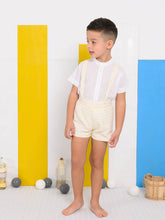 Load image into Gallery viewer, "Christopher" Lemon Striped Shirt and Overalls set