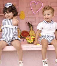 Load image into Gallery viewer, "Ernie" Dusky Blue striped Shirt and Shorts set