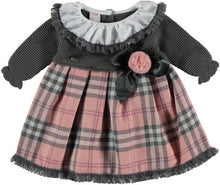 Load image into Gallery viewer, "Ada" Knitted Pink & Grey Checked dress