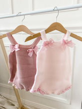 Load image into Gallery viewer, "Pippa" knit shortie with gingham bows and trim