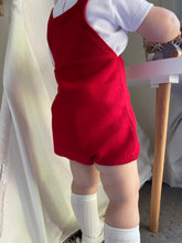 Load image into Gallery viewer, "London" Red Knit romper & White Peter Pan collar knit top set