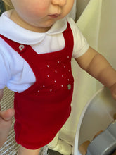 Load image into Gallery viewer, "London" Red Knit romper & White Peter Pan collar knit top set