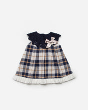 Load image into Gallery viewer, "Aspen" Beige & Navy Tartan dress
