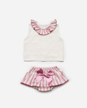 Load image into Gallery viewer, "Evangeline" Pink & White Candy Striped Skirt and Blouse set