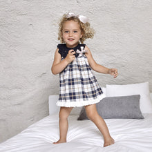 Load image into Gallery viewer, "Aspen" Beige & Navy Tartan dress