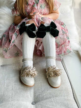 Load image into Gallery viewer, White Knee High Socks with Velvet Bows