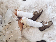 Load image into Gallery viewer, White Knee High Socks with Velvet Bows