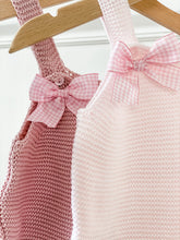 Load image into Gallery viewer, &quot;Pippa&quot; knit shortie with gingham bows and trim
