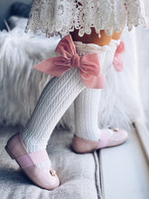 Load image into Gallery viewer, White Knee High Socks with Velvet Bows
